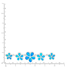 Load image into Gallery viewer, Sterling Silver Five Plumeria Flower Necklace with Simulated Blue Opal