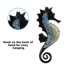 Load image into Gallery viewer, Metal Seahorse Wall Decor Outdoor Sea Art Hanging Decorative Glass Sculpture