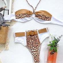 Load image into Gallery viewer, Leopard Print Bandeau High Waist Bikini