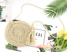 Load image into Gallery viewer, Round Woven Beach Tote