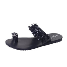 Load image into Gallery viewer, Black Bejeweled Dress Sandals