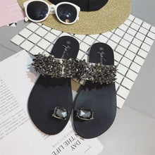Load image into Gallery viewer, Black Bejeweled Dress Sandals