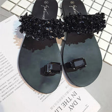 Load image into Gallery viewer, Black Bejeweled Dress Sandals