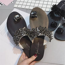 Load image into Gallery viewer, Black Bejeweled Dress Sandals