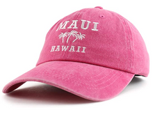 Load image into Gallery viewer, Maui Hawaii with Palm Tree Embroidered Unstructured Baseball Cap