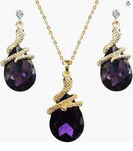 Load image into Gallery viewer, 18K Gold Plated Serpentine Crystal Drop Pendant (matching pendant and earrings)
