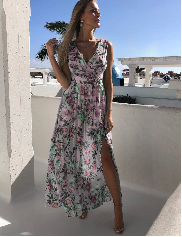 Fitted Floral Print High Slit Beach Dress Lizzie Lahaina Couture Swimwear Made In Maui Fitted Floral Print High Slit Beach Dress Lizzie Lahaina Couture Swimwear Made In Maui