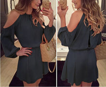 Load image into Gallery viewer, Long Sleeve Casual Off Shoulder Chiffon  Mini Dress