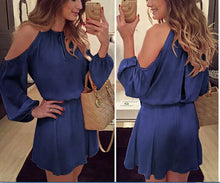 Load image into Gallery viewer, Long Sleeve Casual Off Shoulder Chiffon  Mini Dress
