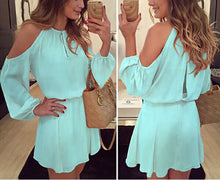 Load image into Gallery viewer, Long Sleeve Casual Off Shoulder Chiffon  Mini Dress