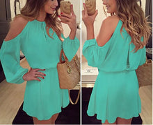 Load image into Gallery viewer, Long Sleeve Casual Off Shoulder Chiffon  Mini Dress