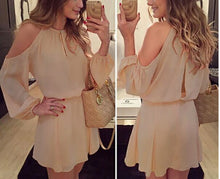 Load image into Gallery viewer, Long Sleeve Casual Off Shoulder Chiffon  Mini Dress