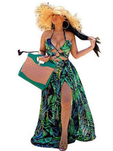 Load image into Gallery viewer, Chiffon Tropical Print Halter Sundress