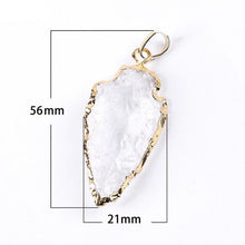 Load image into Gallery viewer, Natural Clear Crystal Quartz Arrowhead Necklaces &amp; Pendants Pink White Rock Gem Stone Gold Color Unisex Reiki Jewelry E635