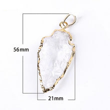 Load image into Gallery viewer, Natural Clear Crystal Quartz Arrowhead Necklaces & Pendants Pink White Rock Gem Stone Gold Color Unisex Reiki Jewelry E635