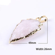 Load image into Gallery viewer, Natural Clear Crystal Quartz Arrowhead Necklaces & Pendants Pink White Rock Gem Stone Gold Color Unisex Reiki Jewelry E635