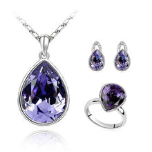 Load image into Gallery viewer, Austrian crystal cocktail party publicity goddess - simple drop earrings + necklace + ring three sets