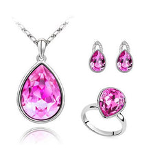 Load image into Gallery viewer, Austrian crystal cocktail party publicity goddess - simple drop earrings + necklace + ring three sets