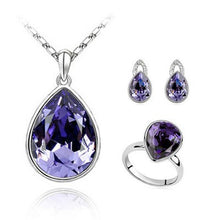 Load image into Gallery viewer, Austrian crystal cocktail party publicity goddess - simple drop earrings + necklace + ring three sets