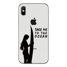 Load image into Gallery viewer, Surfboard and Surfing sunset Cool Soft Transparent TPU Phone Case For iPhone8 8Plus 7 7Plus 6DPlus 5S SE Surfer girl Case