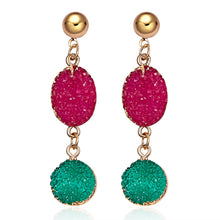 Load image into Gallery viewer, Bohemia Earrings Handmade Resin Stone Earings For Women Jewelry Druzy Drusy Round Oval Drop Earing Long EarringsE156