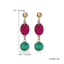 Load image into Gallery viewer, Bohemia Earrings Handmade Resin Stone Earings For Women Jewelry Druzy Drusy Round Oval Drop Earing Long EarringsE156