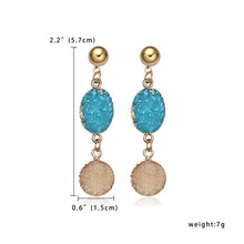 Load image into Gallery viewer, Bohemia Earrings Handmade Resin Stone Earings For Women Jewelry Druzy Drusy Round Oval Drop Earing Long EarringsE156