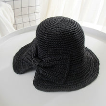Load image into Gallery viewer, Wide Brimmed Raffia Bow Hat