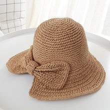 Load image into Gallery viewer, Wide Brimmed Raffia Bow Hat