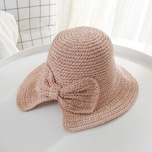 Load image into Gallery viewer, Wide Brimmed Raffia Bow Hat