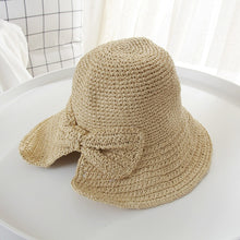 Load image into Gallery viewer, Wide Brimmed Raffia Bow Hat