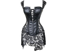 Load image into Gallery viewer, Faux Leather Cutout Ribbon Corset (up to 6XL)