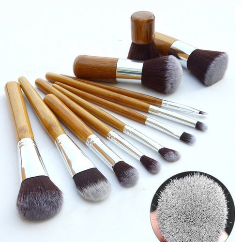 11 pc. Bamboo Handle Makeup Brush Set