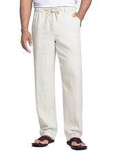 Load image into Gallery viewer, Men&#39;s Casual Linen Elastic Waist Drawstring Trousers