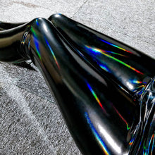 Load image into Gallery viewer, Pleather Rainbow Prism Black Leggings