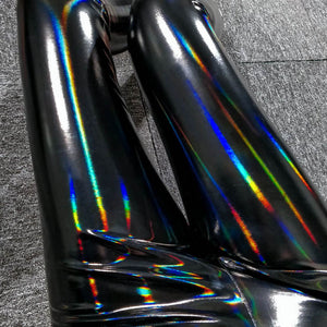 Pleather Rainbow Prism Black Leggings