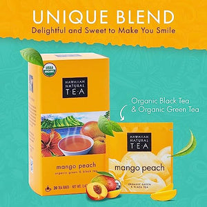 Tropical Fruit Green Tea Blend with Black Tea - Perfect Daily Cup & Gift for Tea Lovers - 20 Tea Bags