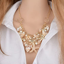 Load image into Gallery viewer, Ornate Pearl Starfish &amp; Shell Necklace