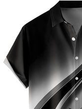 Load image into Gallery viewer, Casual Black and Grey Tropical Print Bowling Shirt (with pocket)