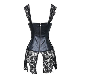 Faux Leather Cutout Ribbon Corset (up to 6XL)