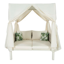 Load image into Gallery viewer, Outdoor Patio Wicker Sun Bed  with Moveable Canopy and Cushion