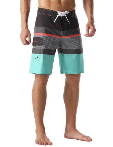 Quick Dry Striped Board Shorts with pocket