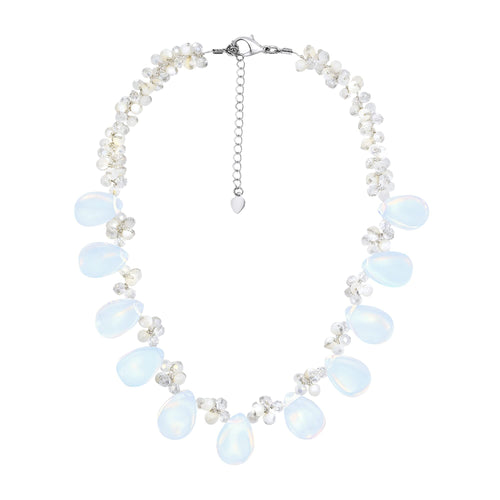 Moonstone and Freshwater Pearls Handmade Necklace