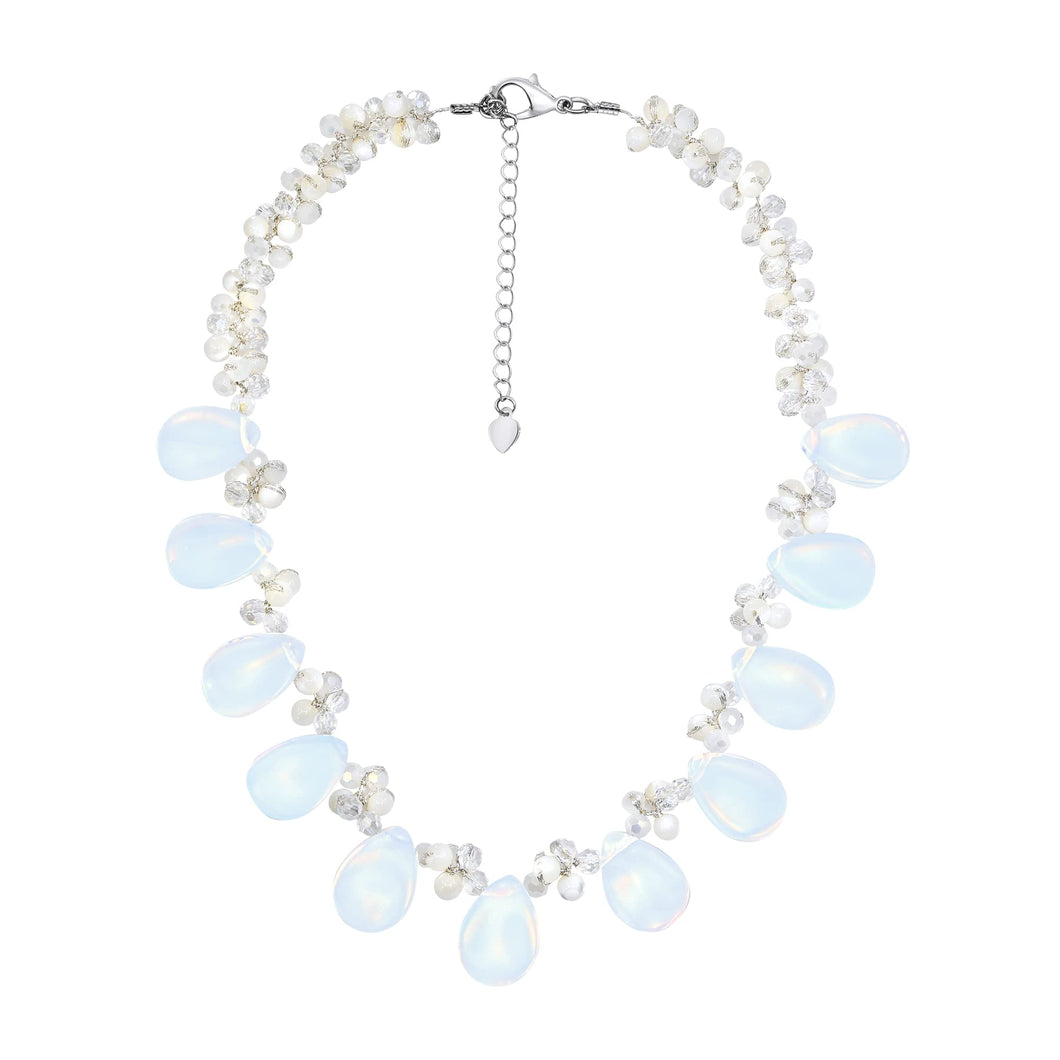 Moonstone and Freshwater Pearls Handmade Necklace