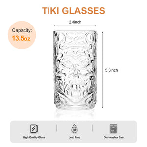 Set of 6 Crystal Tiki Cocktail Glasses - 13.5oz