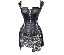 Load image into Gallery viewer, Faux Leather Cutout Ribbon Corset (up to 6XL)