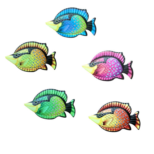Metal Fish Hanging Wall Art Decor Set of 5 for Outdoor or Indoor