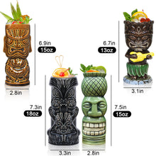 Load image into Gallery viewer, Set of 4 Ceramic Tropical Tiki Mugs