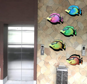 Metal Fish Hanging Wall Art Decor Set of 5 for Outdoor or Indoor