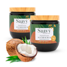 Load image into Gallery viewer, Spa Treatments Natural Tropical Coconut Sugar Scrub with Vitamin E, Luxe Coconut Scrub Gift Set, 2 Pack